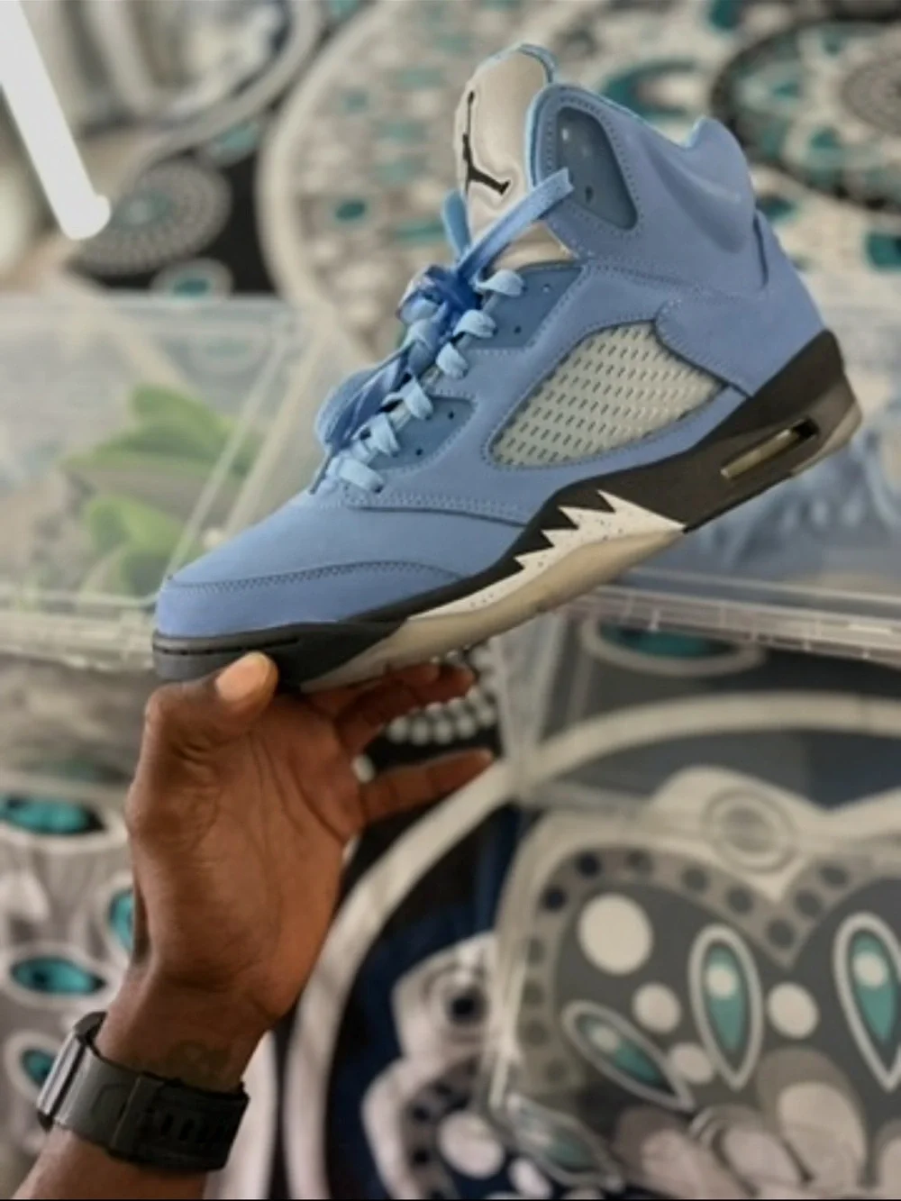 Jordan Kids' University Blue and Black Retro Basketball Sneakers